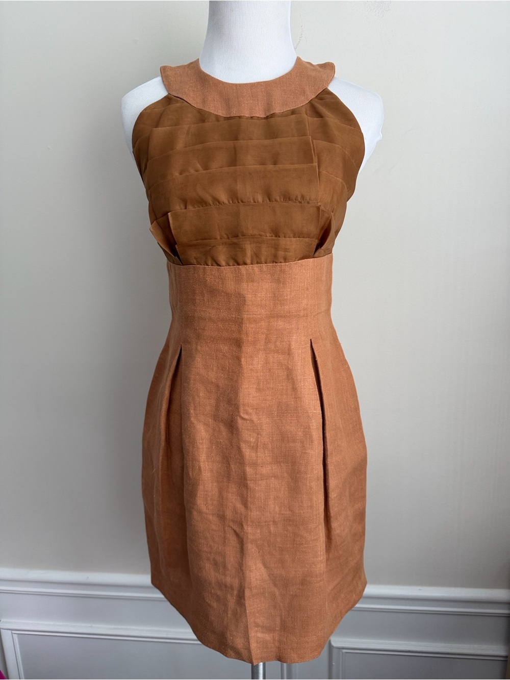 Jenny Polanco brown 100% Linen mini dress 6